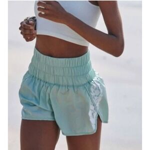 Free People FP Movement Women's Sz L Turquoise Mint The Way Home Pull On Shorts